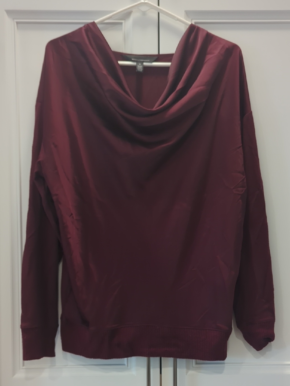 White House Black Market Draped Cowl Neck Sweater in Wine
